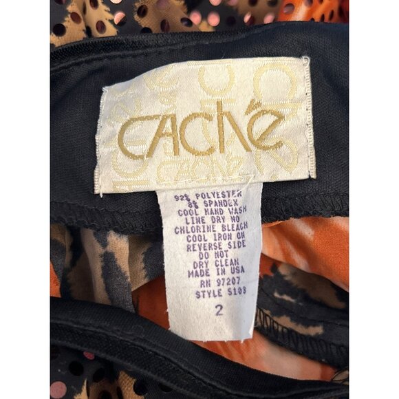 Y2K Vintage Cache Junglecore Sequin Floral Animal Print Pants Size 2 Maximalist - Picture 5 of 5